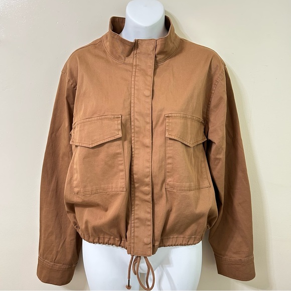 Sanctuary Women’s brown Utility Jacket Cropped Length & Drawstring Hem Size L - Picture 2 of 7